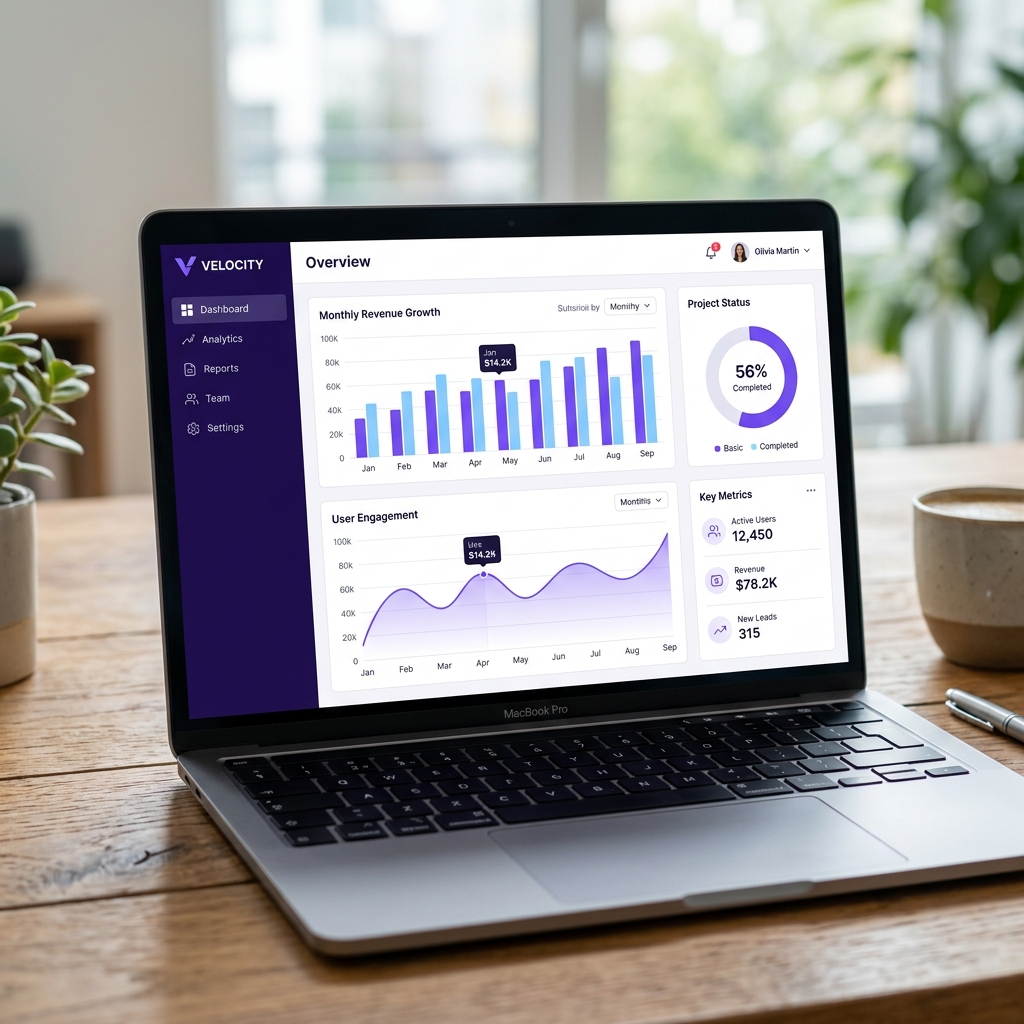 Szoftver dashboard mockup